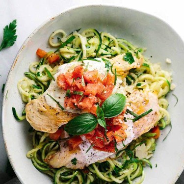 Bruschetta Chicken with Zucchini Noodles Recipe | SideChef