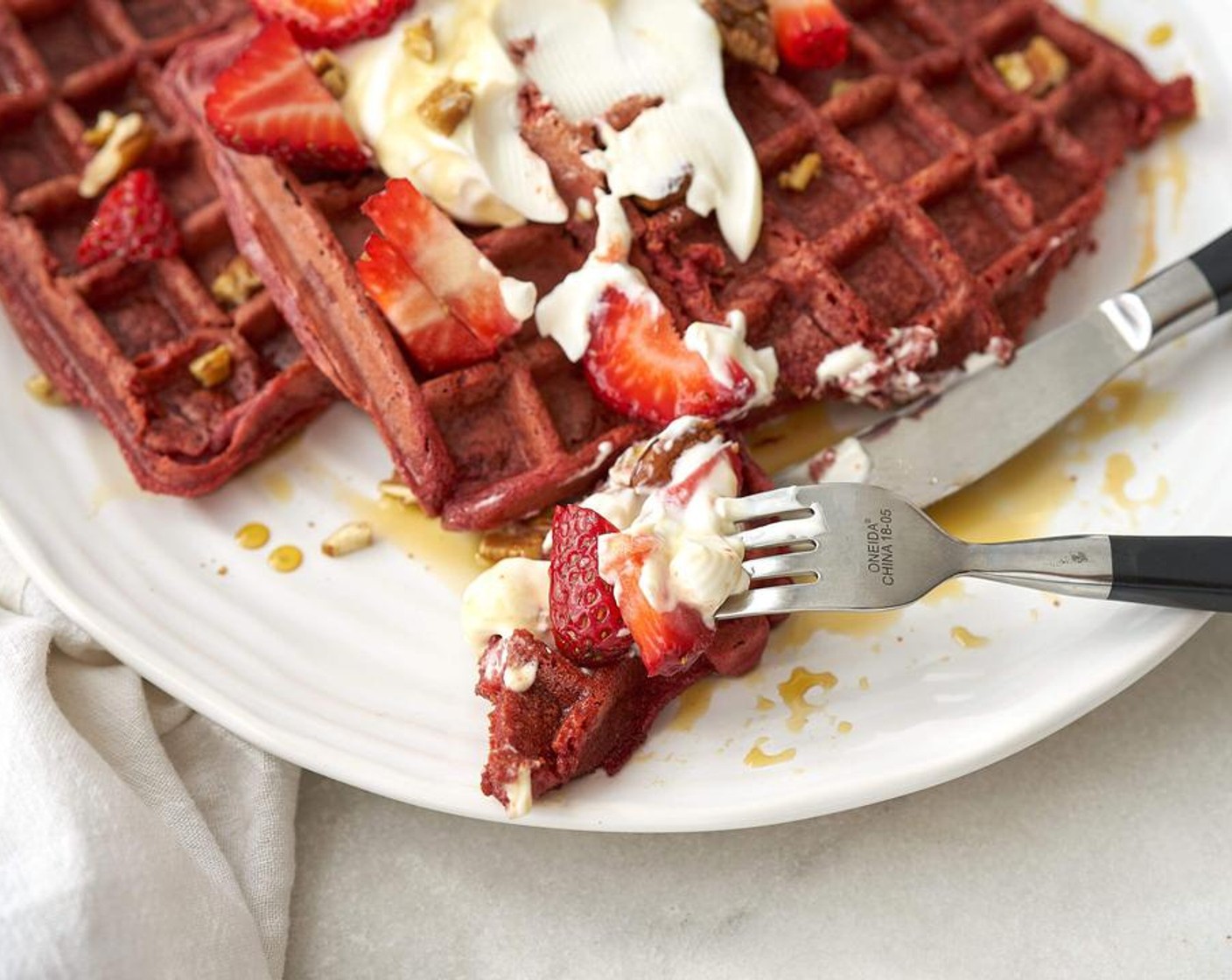 Beet Strawberry Waffles