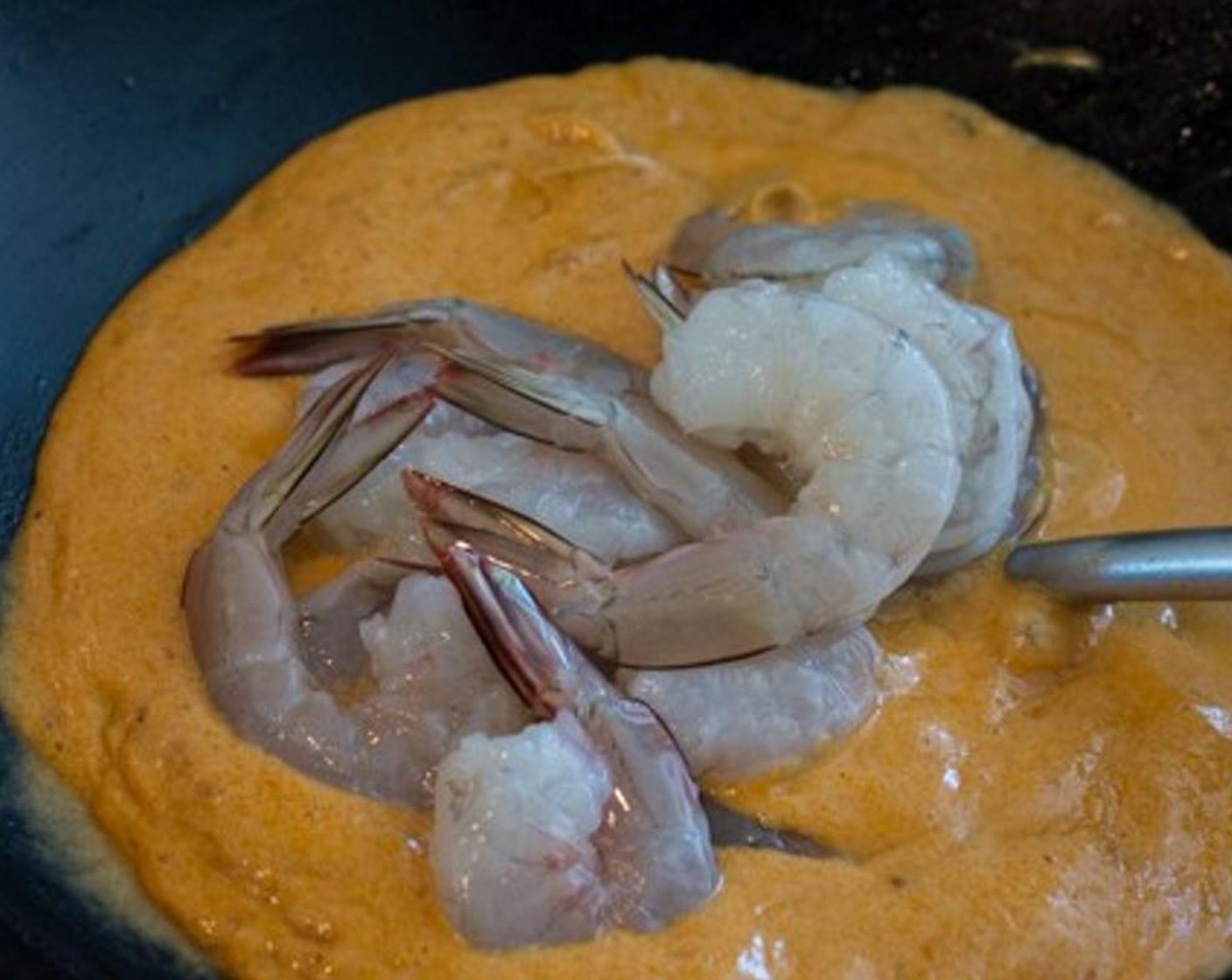 step 4 As soon as all of the ingredients are well combined and it starts to thicken just a little, add the Medium Shrimp (10).