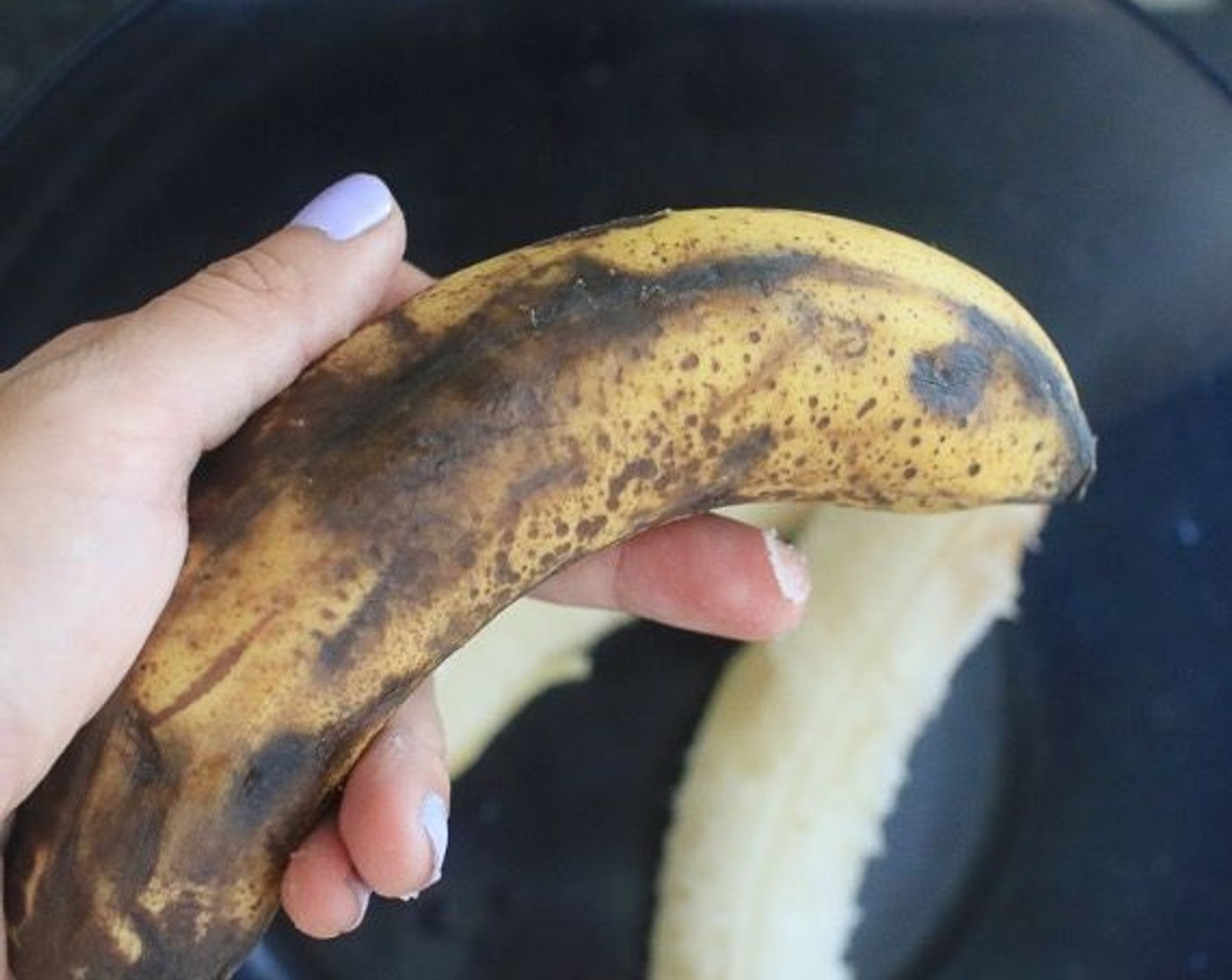 step 2 Peel the Bananas (3) and finely crush them with a fork or blend them with a hand blender in a large mixing bowl.