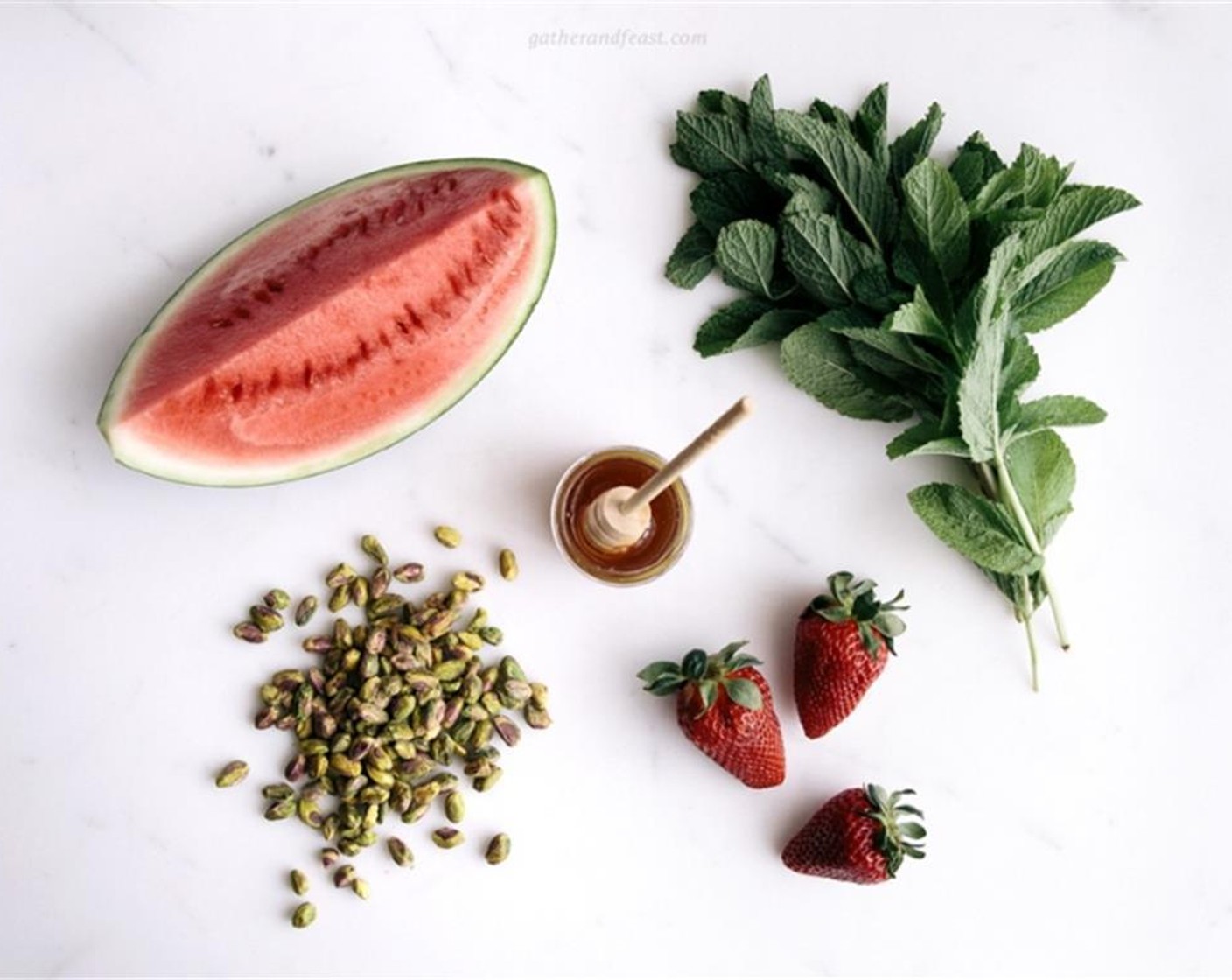 step 1 Chop the Watermelon (1/2) and slice the Fresh Strawberries (2 cups).