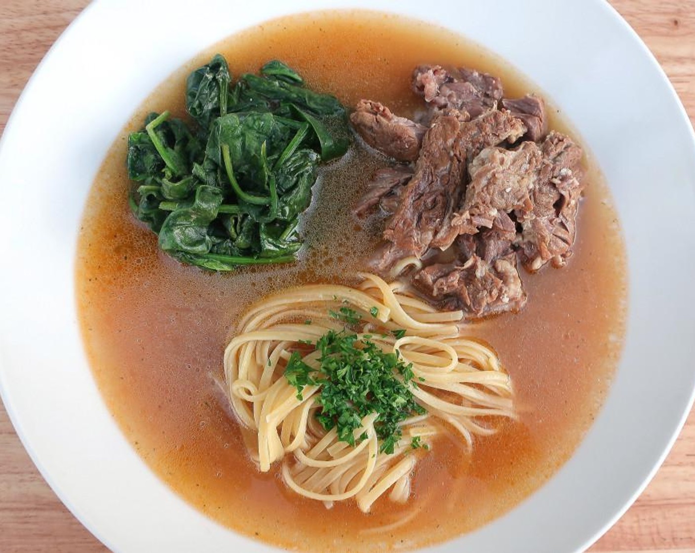 Smithy's Beef Rib Soup with Spinach and Pasta