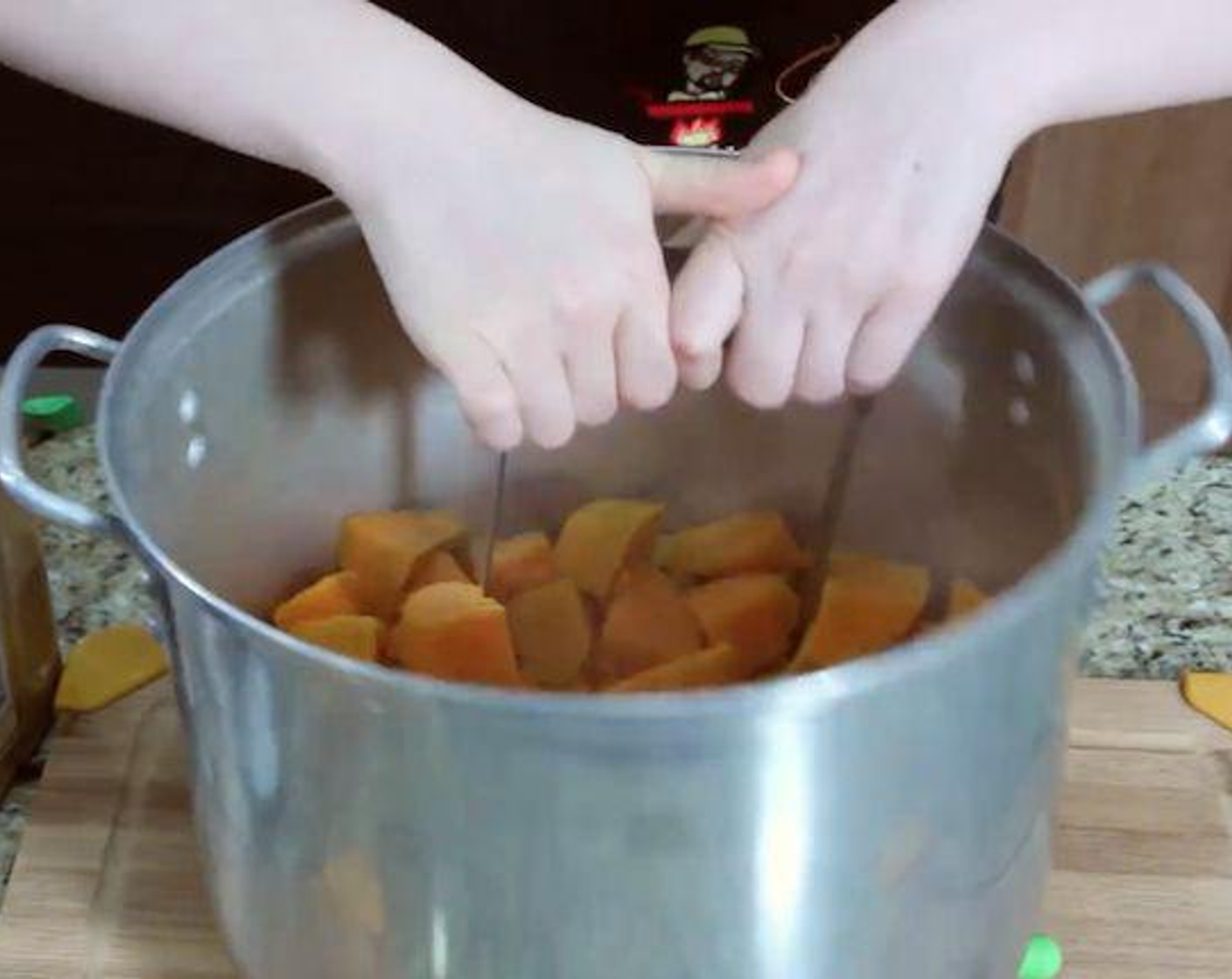 step 2 Peel and cube fresh Sweet Potatoes (6 cups). Boil them until fork tender and mash, then add to a big bowl.