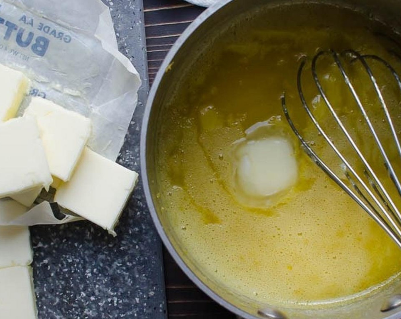 step 9 Add one tablespoon of Unsalted Butter (1/2 cup) and whisk until it completely melts and is incorporated before adding another tablespoon of butter. Continue in this manner until you've used all the butter.