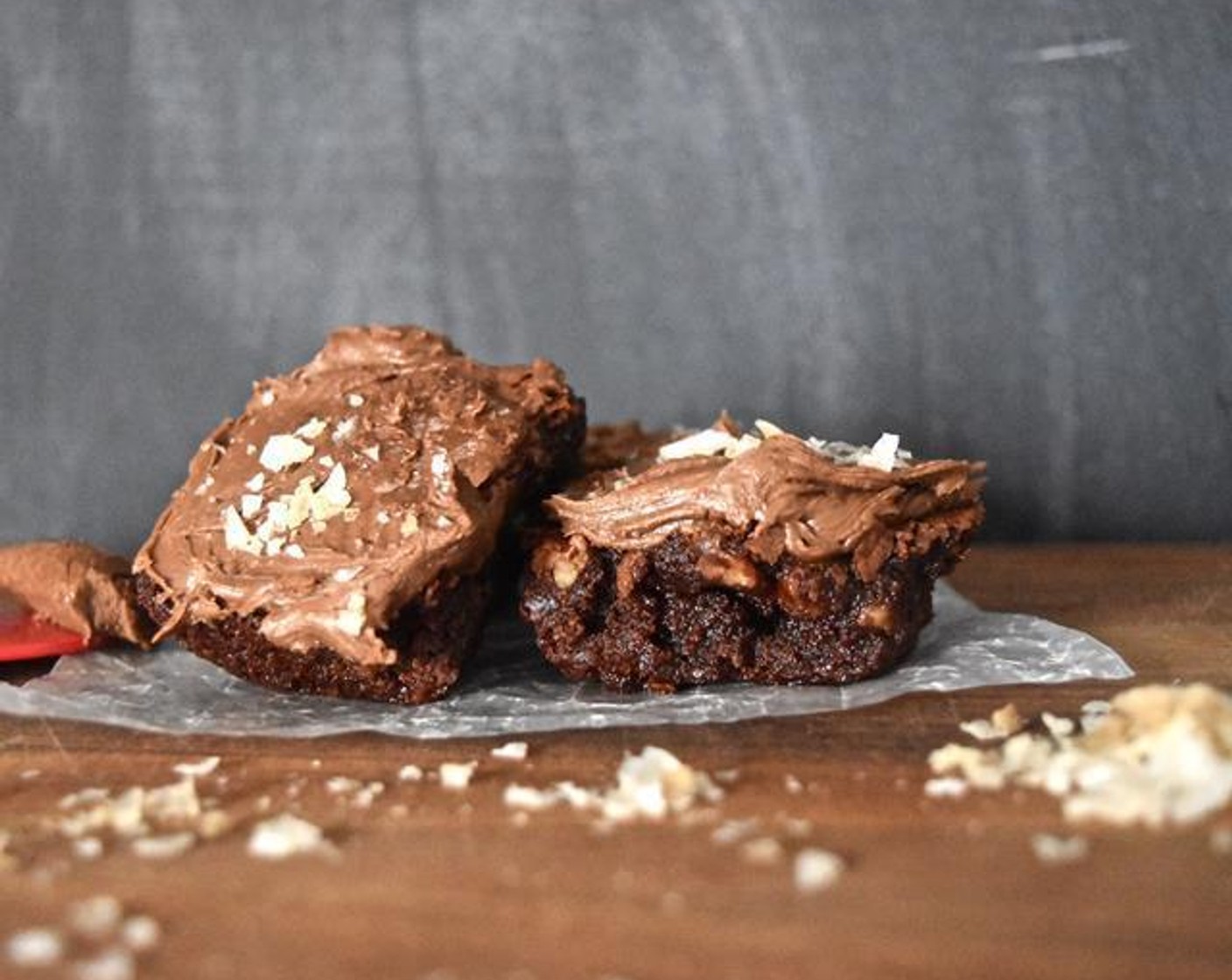 Smoked Salt Pecan Brownies with Buttermilk Frosting