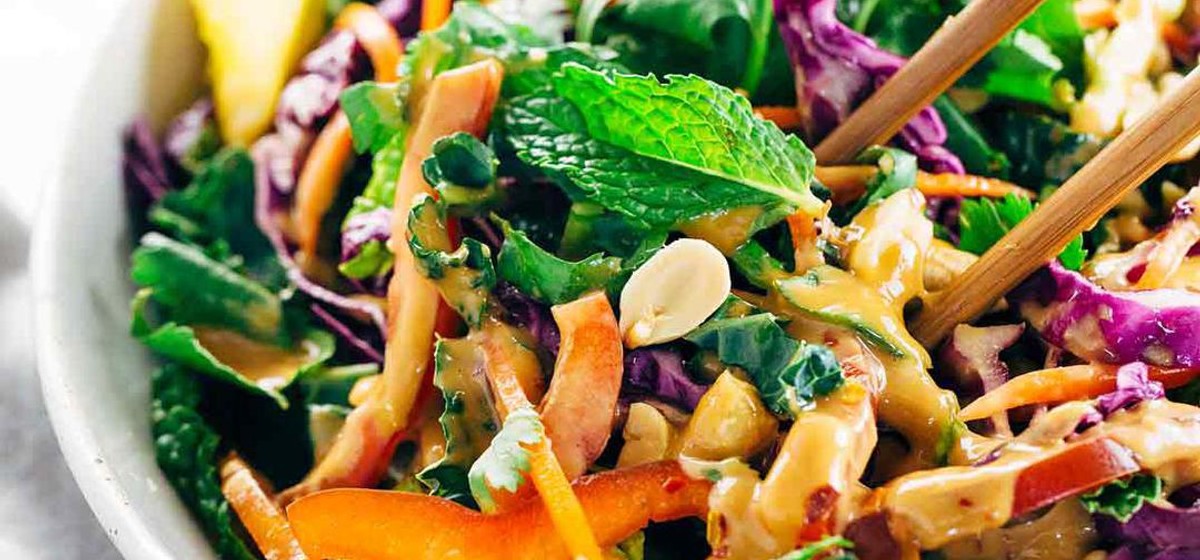 Crunchy Thai Salad with Creamy Peanut Dressing Recipe | SideChef