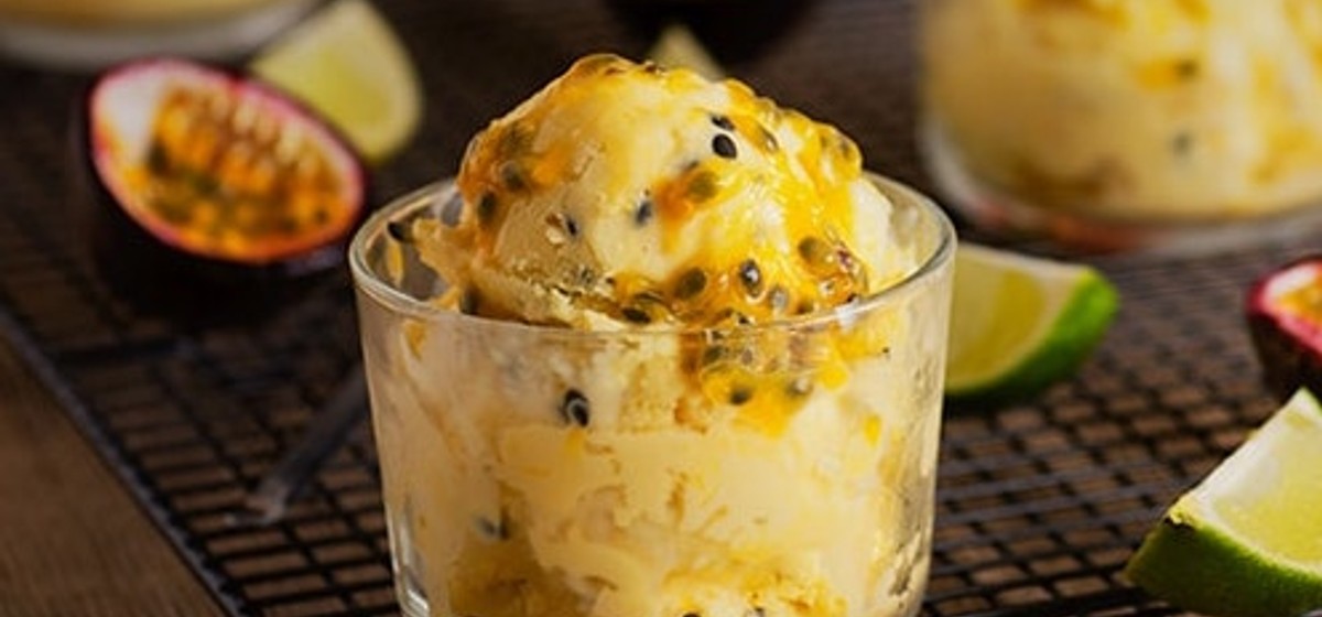 Coconut Ice Cream with Passion Fruit and Lime Zest Recipe | SideChef