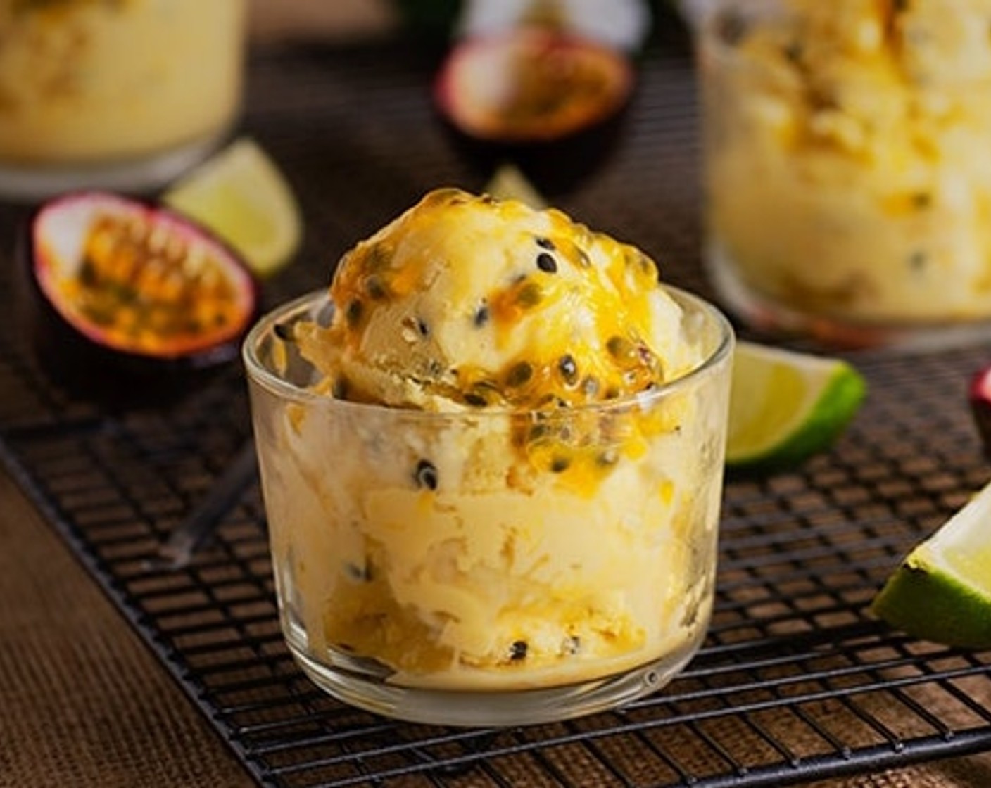 Coconut Ice Cream with Passion Fruit and Lime Zest