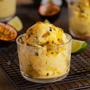 Coconut Ice Cream with Passion Fruit and Lime Zest Recipe | SideChef