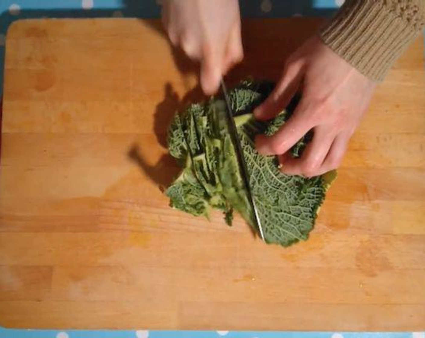 step 1 Julienne the Green Cabbage (5.5 oz).