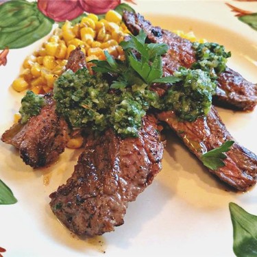 Skirt Steak with Chimichurri and Spiced Corn Recipe | SideChef