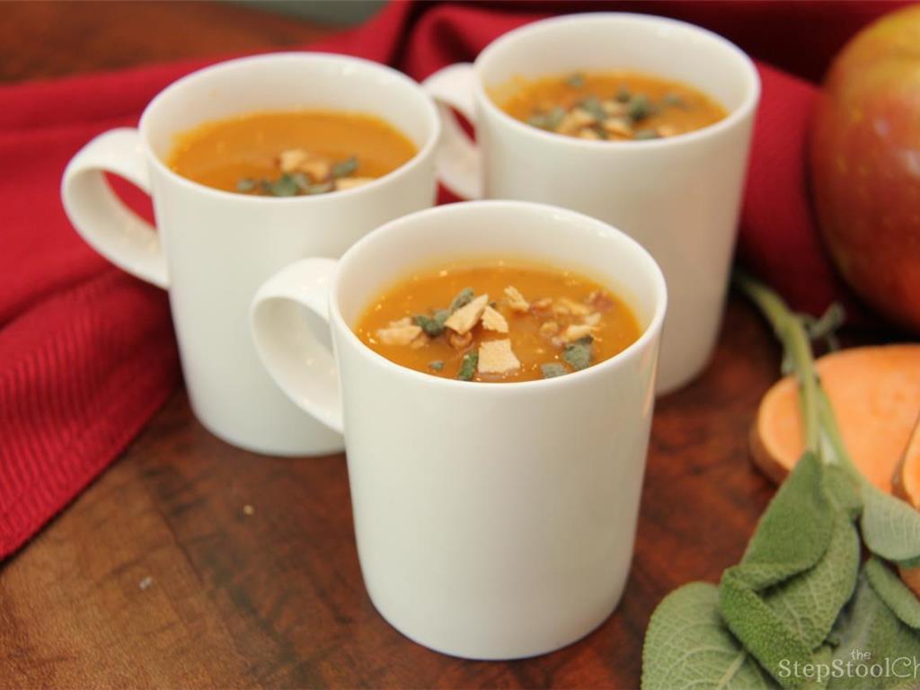 Step 3 of Sweet Potato and Apple Soup Recipe: Serve hot and enjoy!