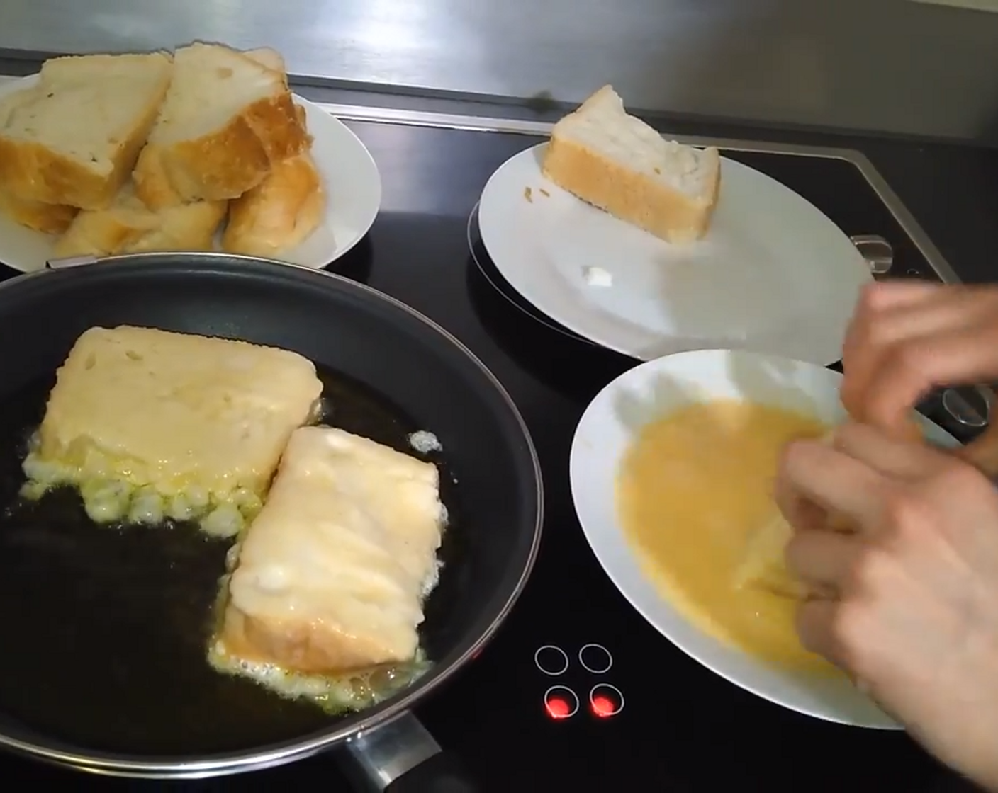 step 5 In a plate or bowl beat the Eggs (4). Soak the bread into the beaten eggs and fry the bread.