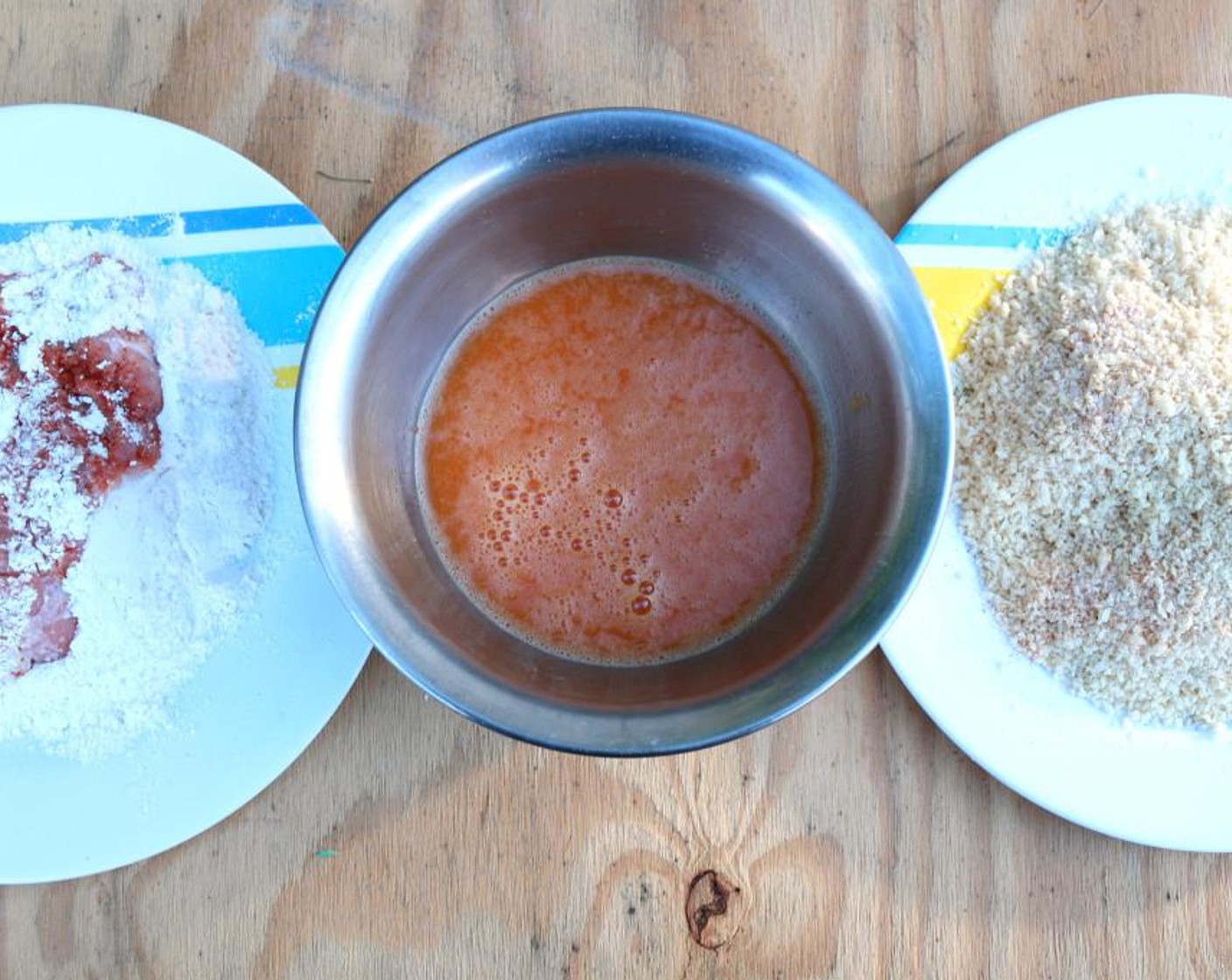 step 4 Bread the cutlets in All-Purpose Flour (2 cups), Eggland's Best Classic Eggs (2), and Panko Breadcrumbs (2 cups). Season all three items with Kosher Salt (to taste) and Ground Black Pepper (to taste).