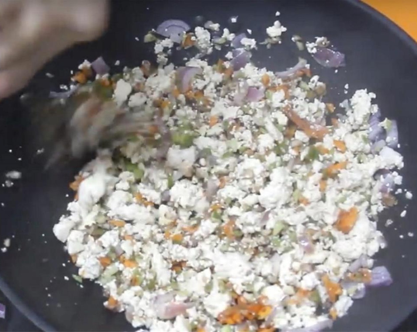 step 10 Add in your finely-chopped vegetables, continue stir-fry for a minute or two.