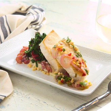 Swordfish with Herb Sauce with Smashed Potatoes Recipe | SideChef