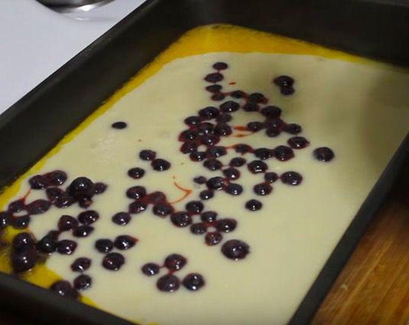 step 2 Put Eggland's Best Classic Egg (1) into Milk (2/3 cup) and whisk together and add in All-Purpose Flour (1 cup), Salt (1/2 tsp), Baking Powder (2 tsp), Granulated Sugar (1 cup) mixture. Pour the melted Butter (1/2 cup) in the pan and then pour the batter. Then, put the blueberry mixture on top evenly. Preheat the oven to 350 degrees F (180 degrees C) and bake for 40 minutes. Let cool.