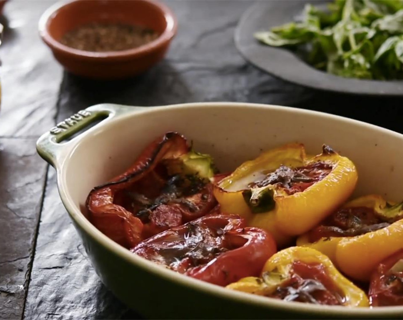 step 7 Place tray on a high shelf in the oven for the peppers to roast for 50 minutes to 1 hour.