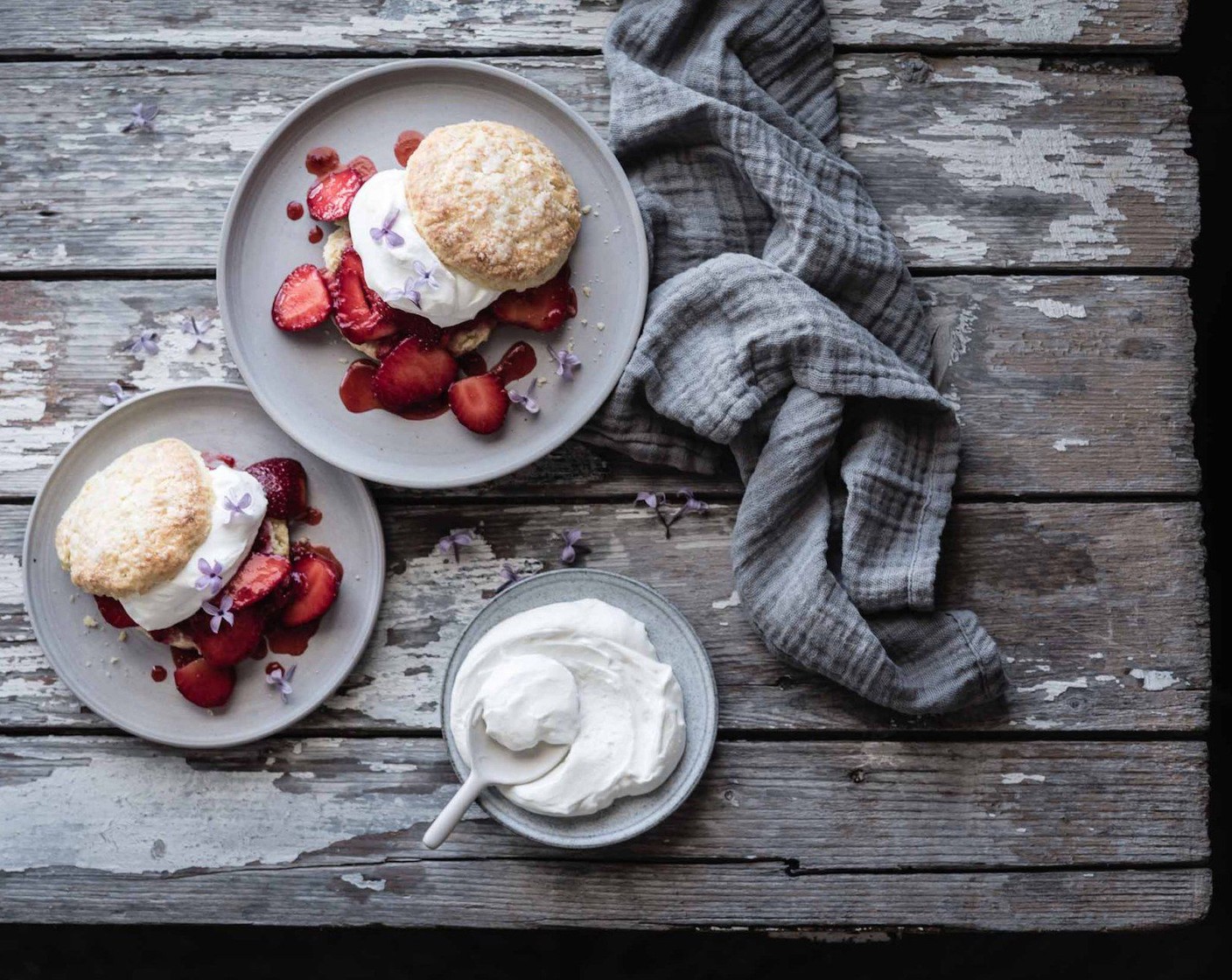 step 10 Split each cake crosswise by hand; spoon a portion of berries and then a dollop of whipped cream over each cake bottom. Cap with cake top; serve immediately and enjoy!