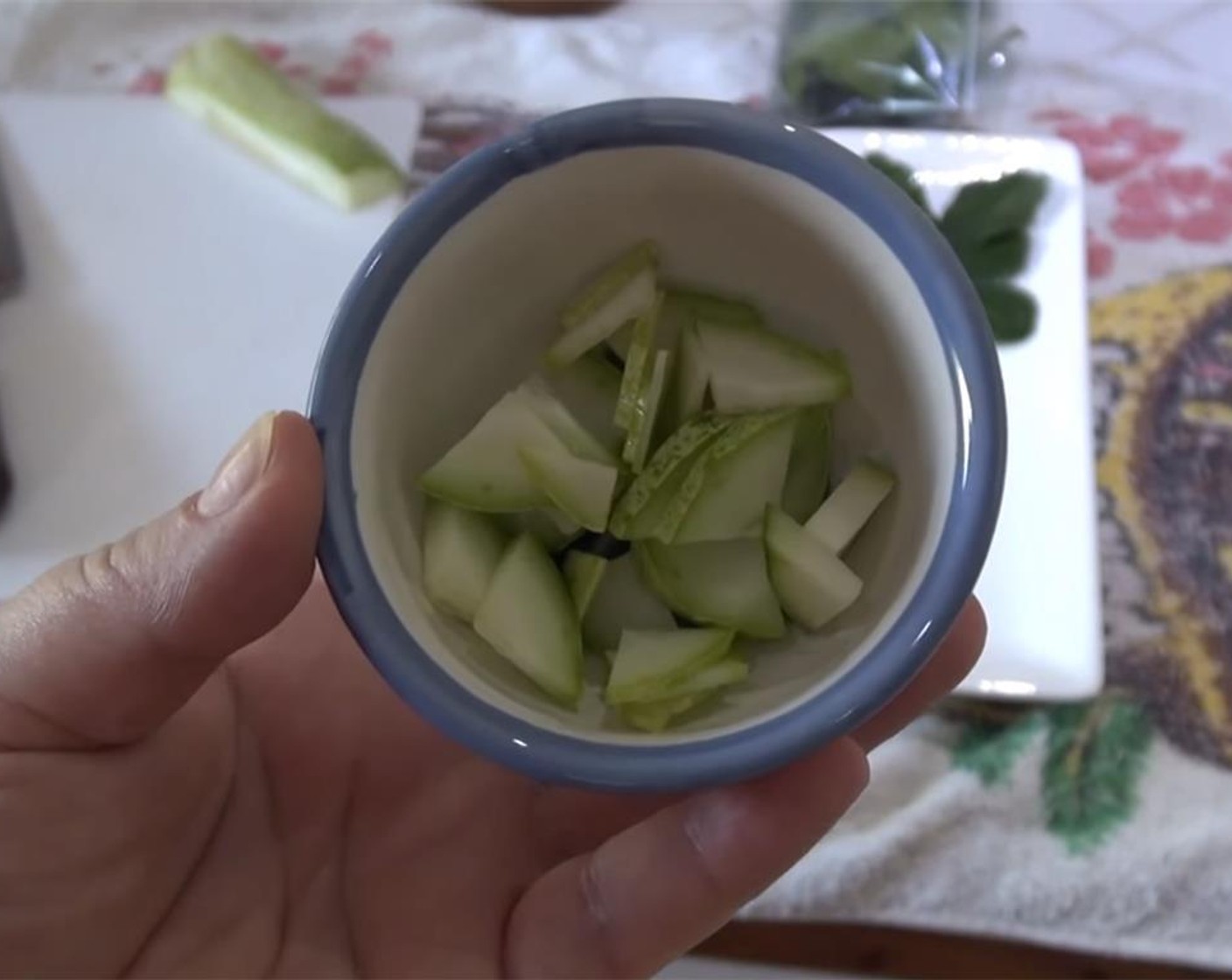 step 6 For the dipping sauce, chop the Cucumber (1/2 cup).