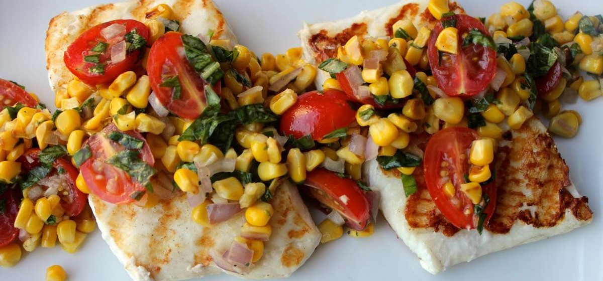 Grilled Halibut with Cherry Tomato and Corn Salsa Recipe | SideChef