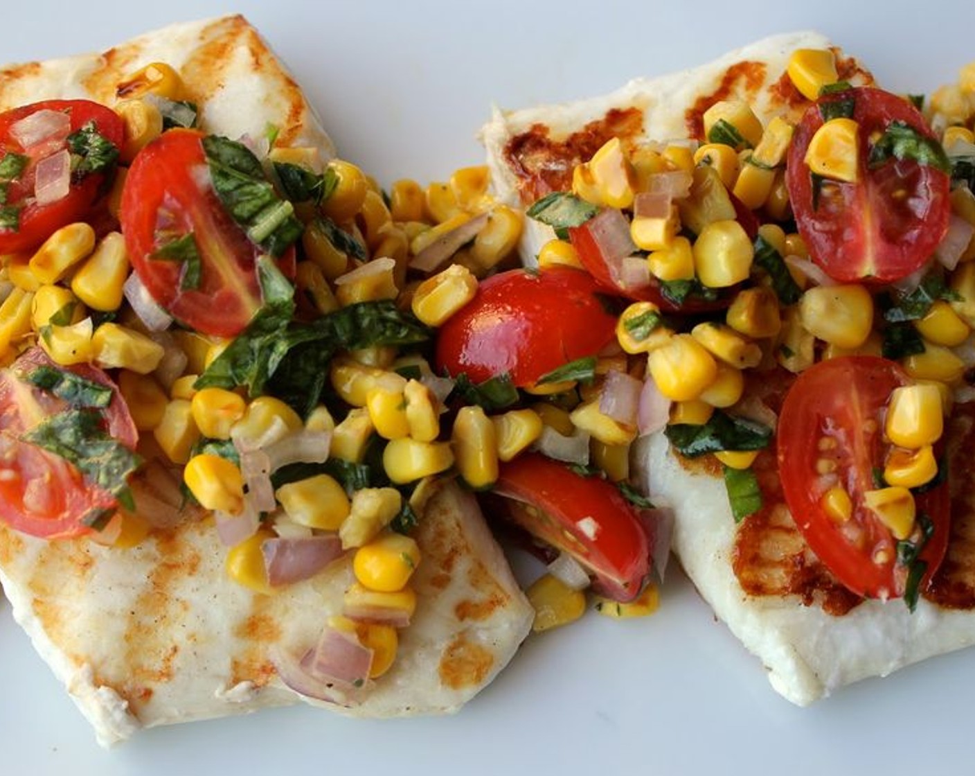 Grilled Halibut with Cherry Tomato and Corn Salsa