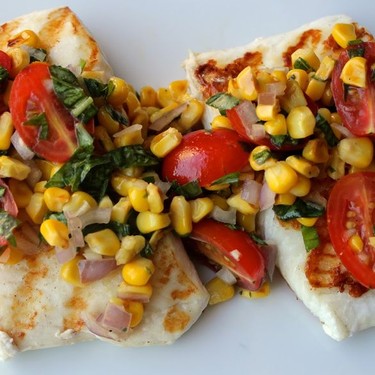 Grilled Halibut with Cherry Tomato and Corn Salsa Recipe | SideChef