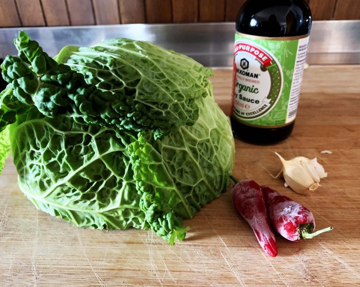 step 1 Wash and chop up the Green Cabbage (14 oz).