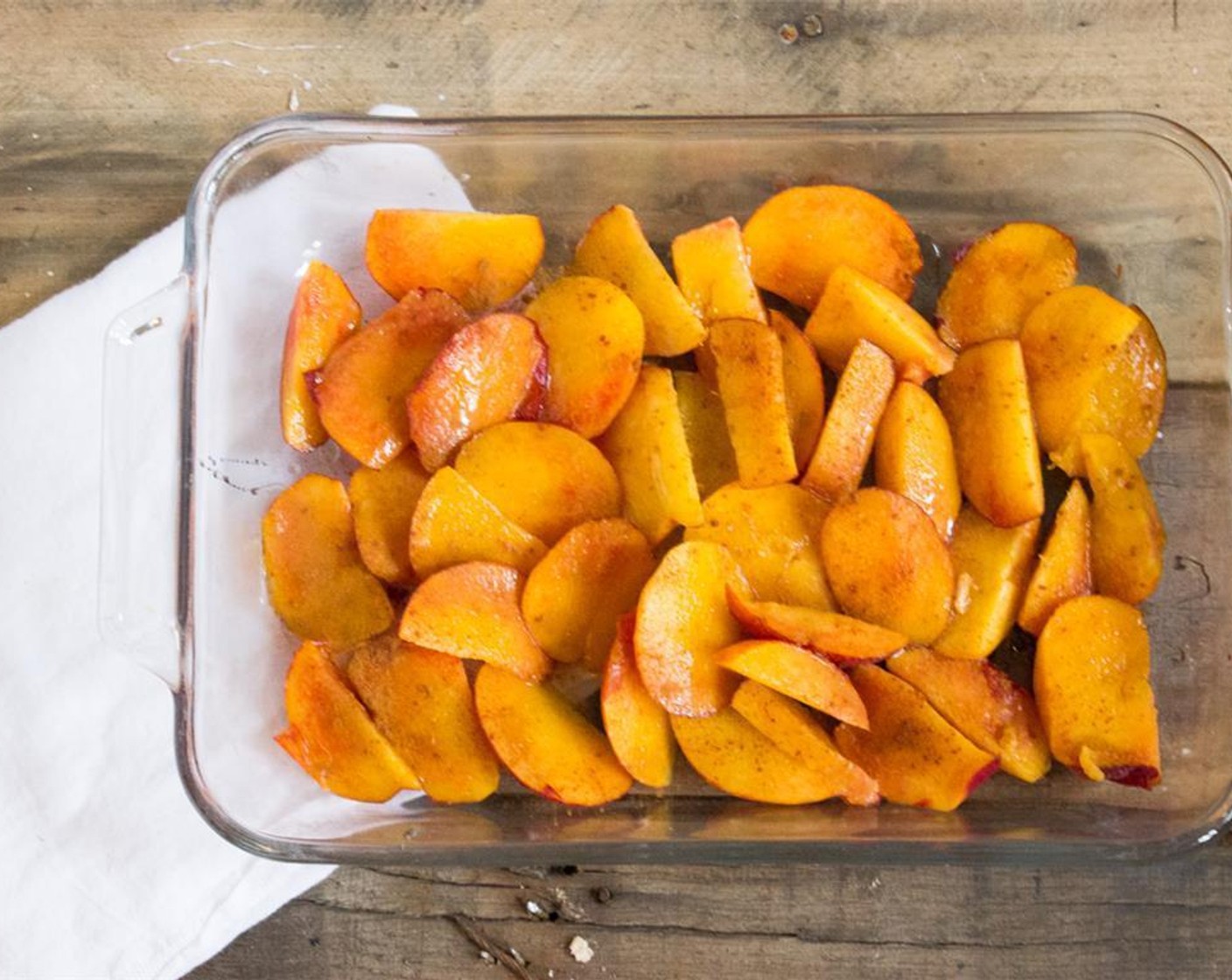 step 5 Sprinkle peaches with Ground Cinnamon (to taste) and cook at 400 degrees F (200 degrees C) for 30-35 minutes.