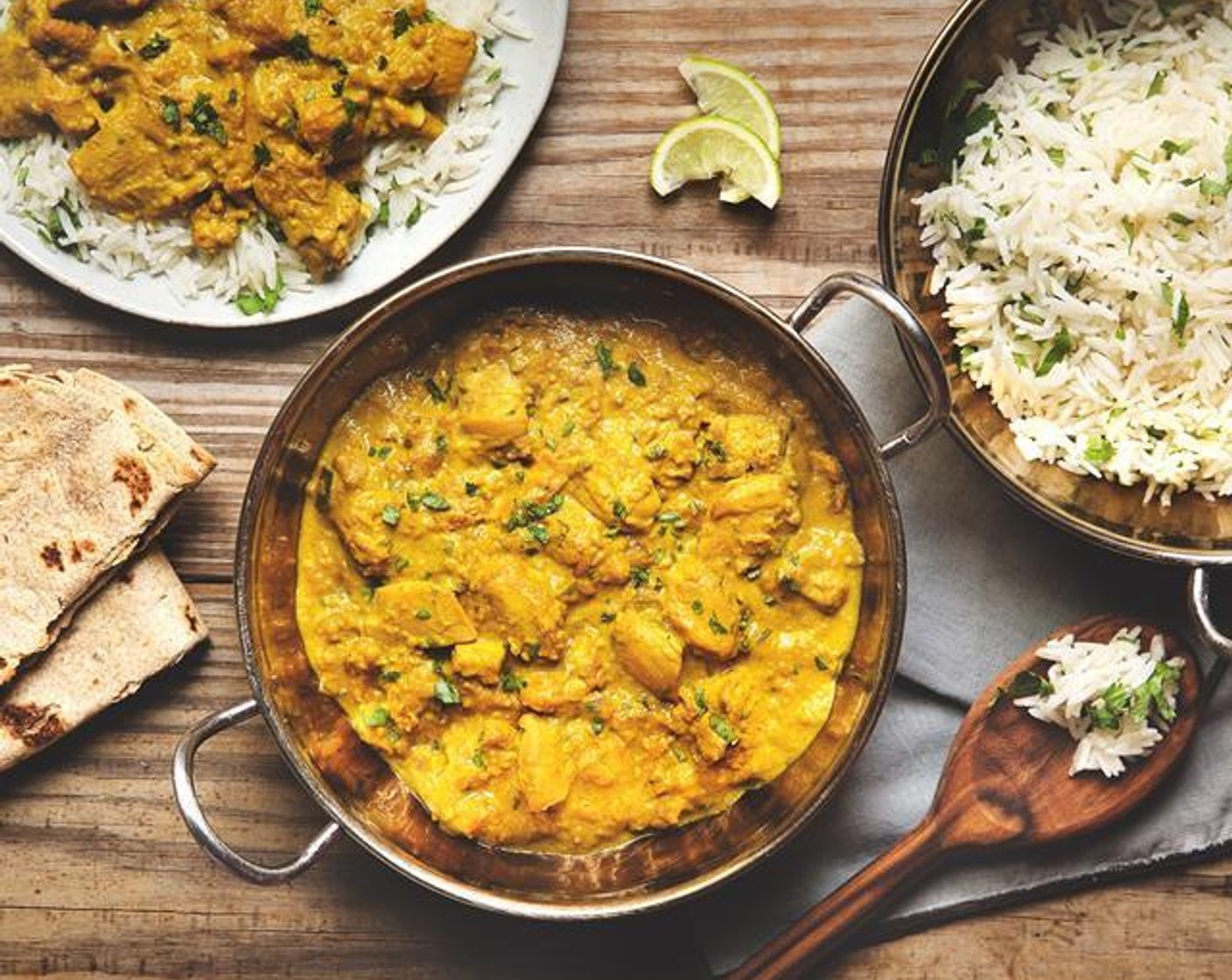 Creamy Chicken Korma with Cilantro Rice and Naan Recipe | SideChef