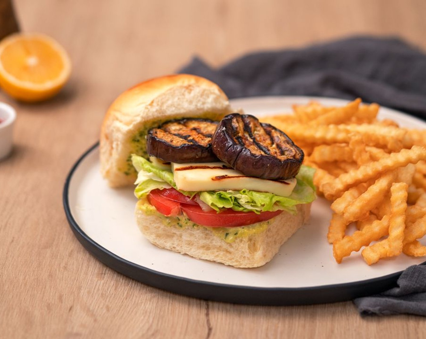 Grilled Eggplant Burger with Halloumi