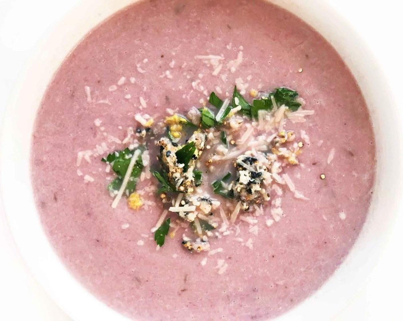 Asiago Roasted Garlic & Purple Cauliflower Soup