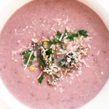 Asiago Roasted Garlic & Purple Cauliflower Soup Recipe | SideChef