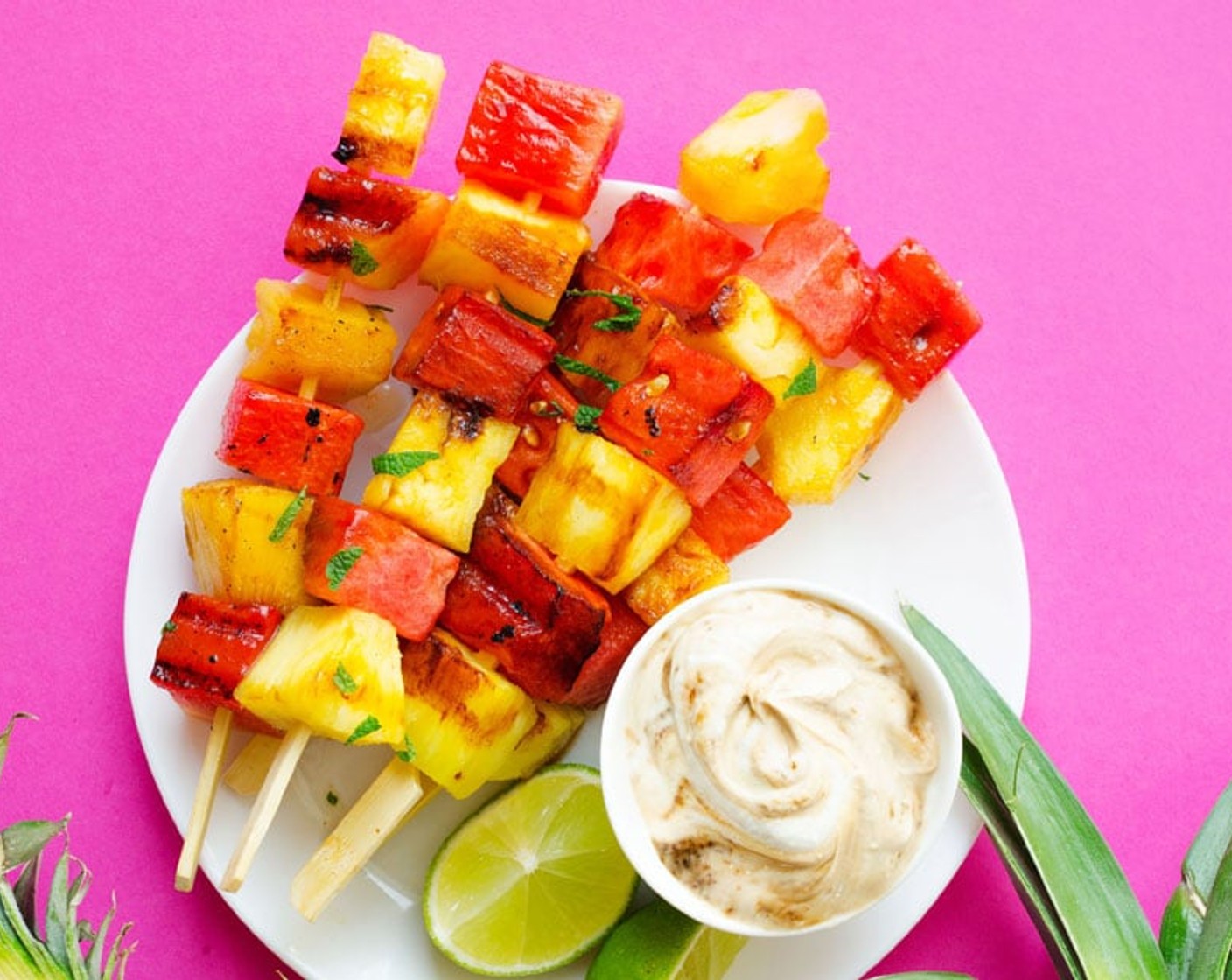 step 3 Combine Plain Greek Yogurt (140 g) and Brown Sugar (1 Tbsp) and serve with warm skewers for dipping. Enjoy!
