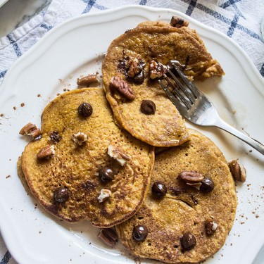 Healthy Pumpkin Oat Pancakes Recipe | SideChef