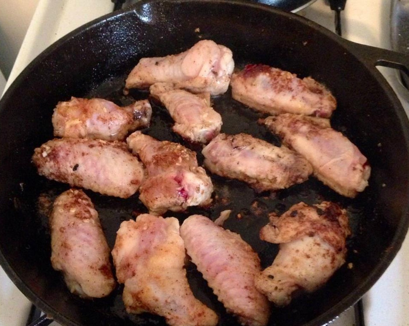 step 3 Grill wings in a sauté pan over medium high heat for 10-15 minutes on the first side.