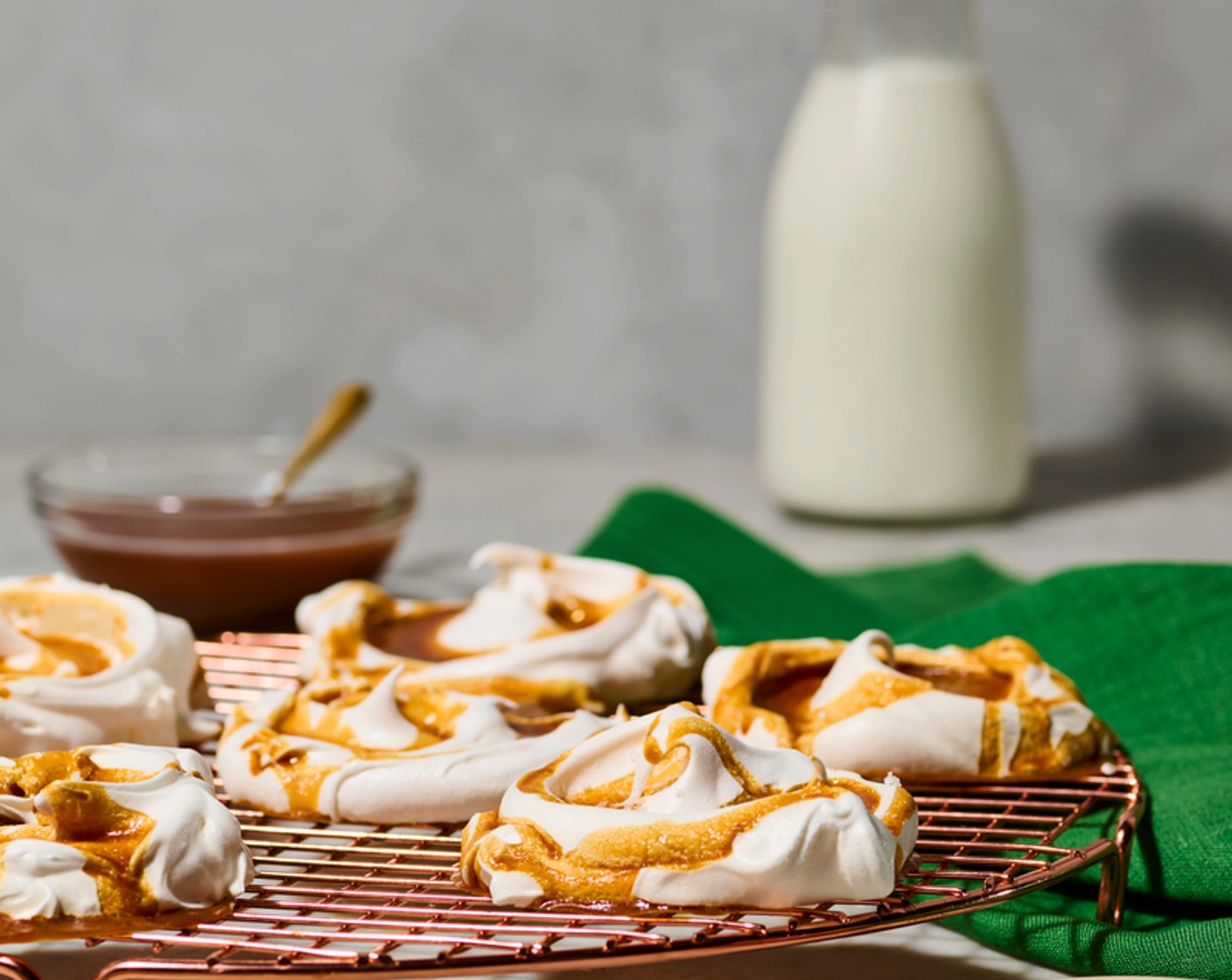 Mini Salted Caramel Swirled Meringues