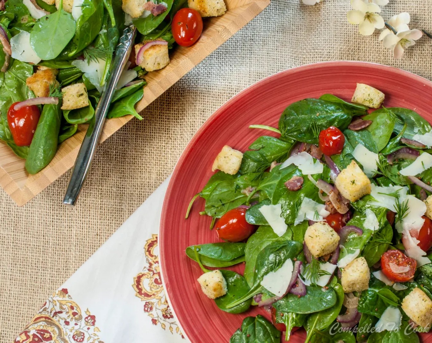 Wilted Spinach Tomato Salad