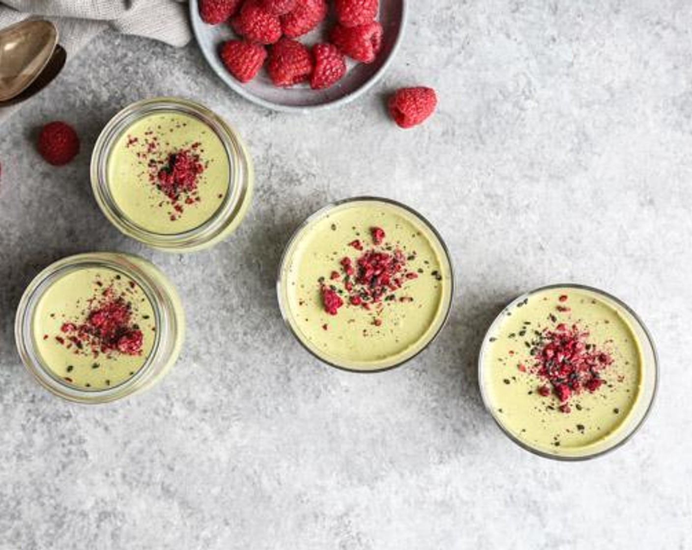 Easy 5-Ingredient Matcha Panna Cotta with Muddled Raspberries