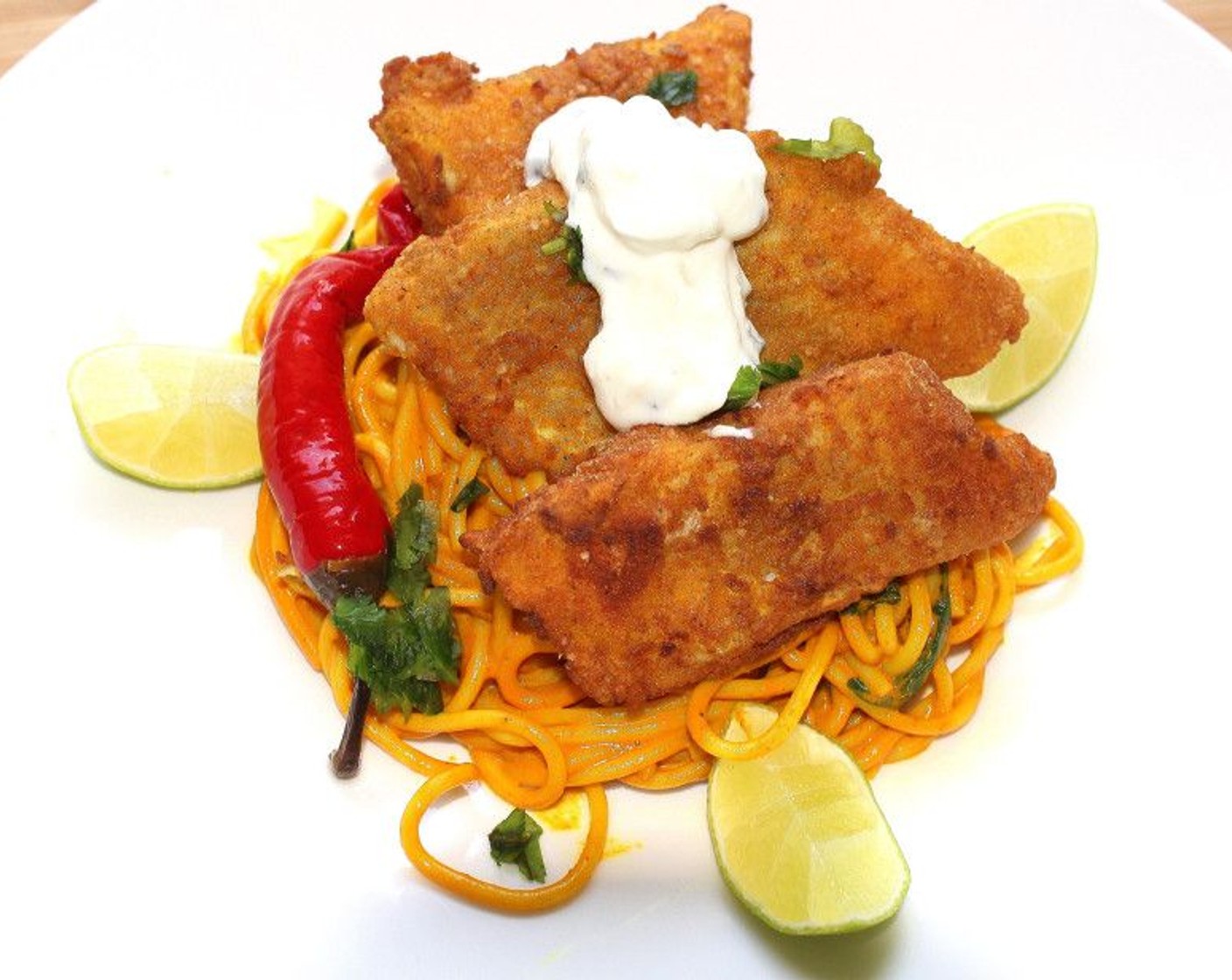 Fried Fish Dabbawalla (Ocean Perch and Curried Noodles)
