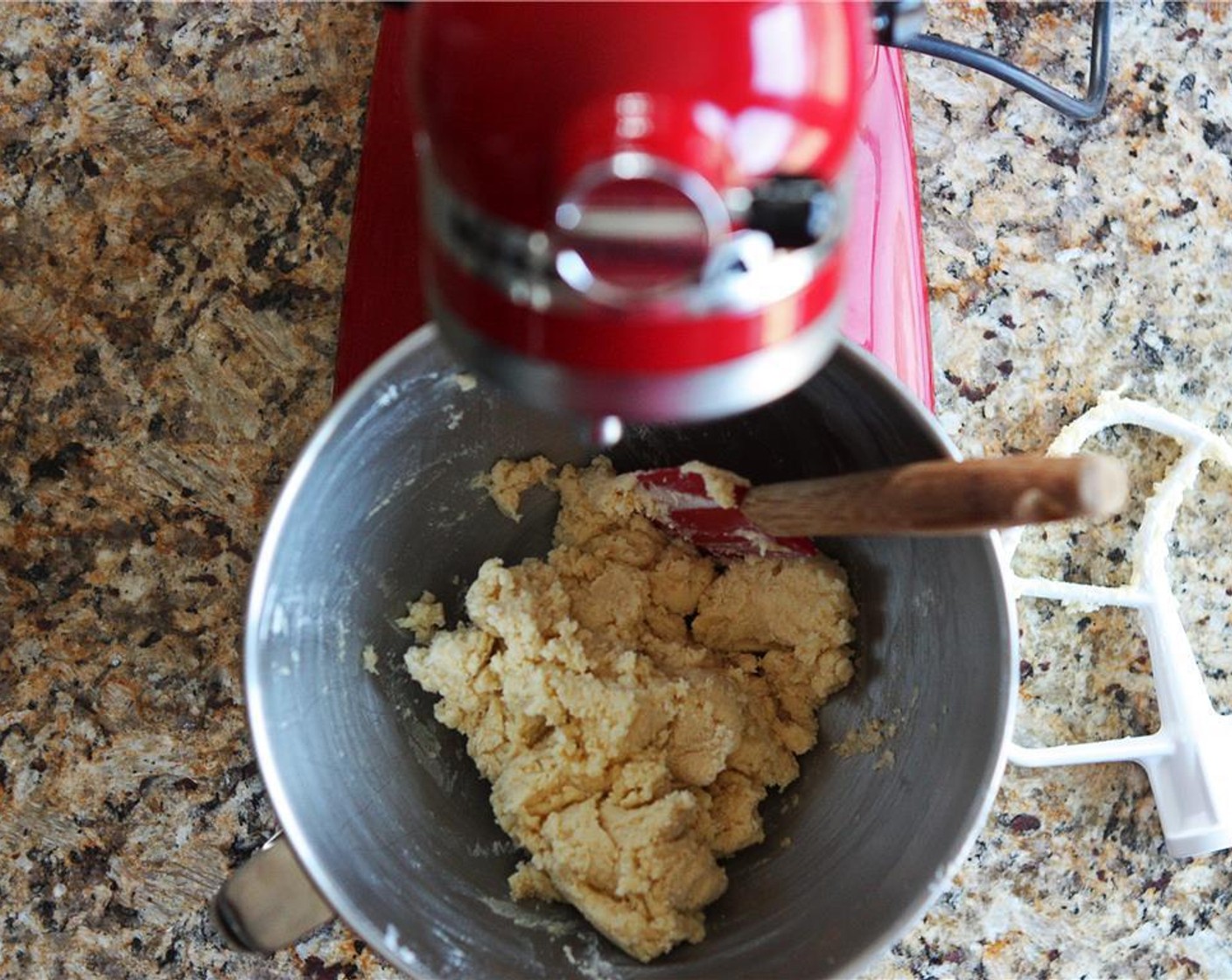 step 4 Add the dry ingredients and mix on low speed just until completely combined, scraping down the bowl at least once to collect all the dry ingredients. Cover bowl with plastic wrap and refrigerate for 1-2 hours.