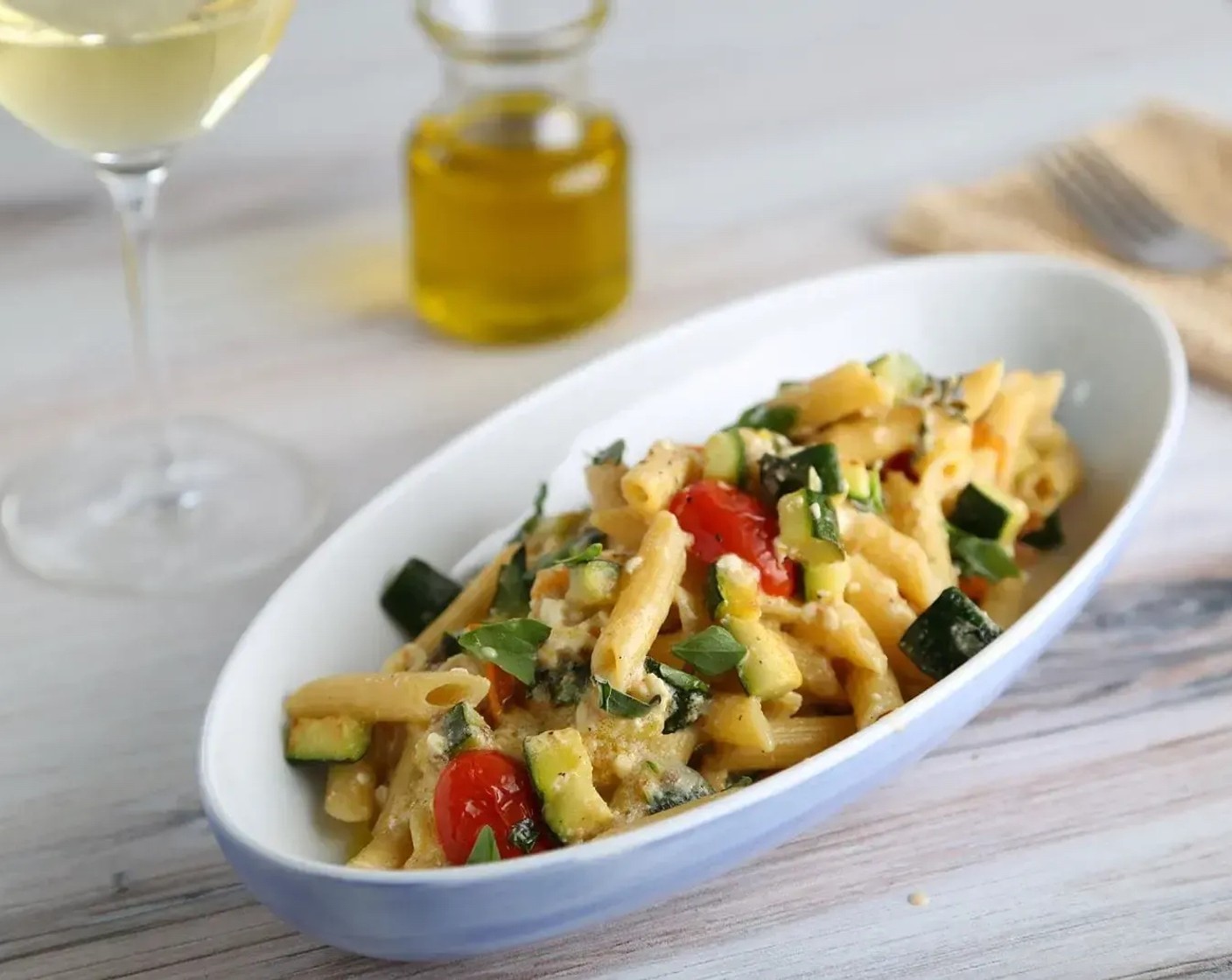 Baked Feta Pasta with Cherry Tomatoes and Zucchini