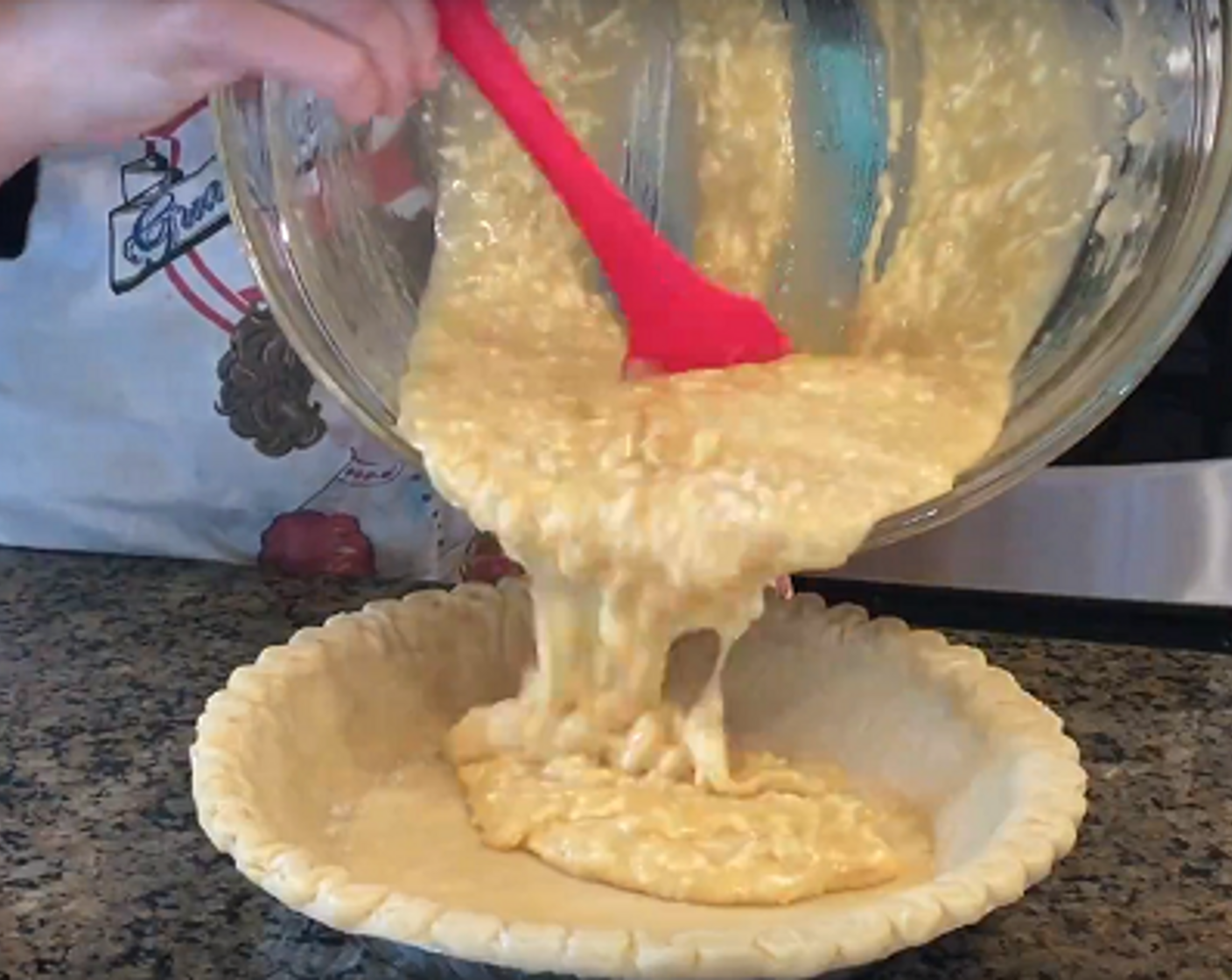 step 4 Pour the coconut mixture into 9-inch Pie Crust (1). Cook for 1 hour.