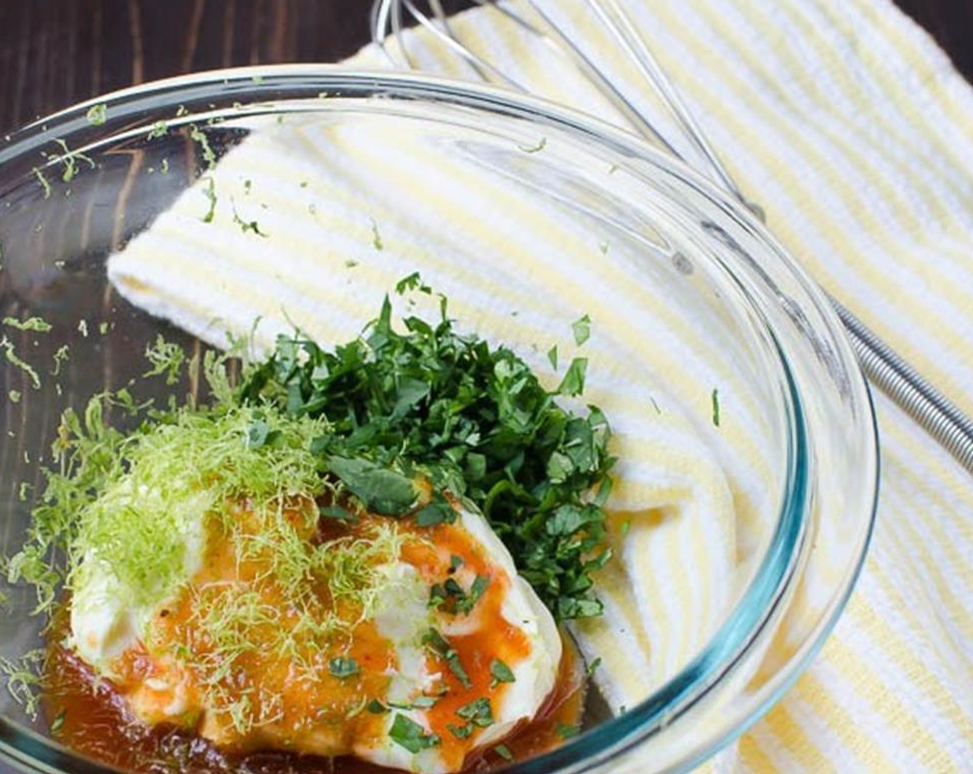 step 5 To make the sauce, in a small bowl combine the Mayonnaise (1/2 cup), Sriracha (2 Tbsp), Fresh Cilantro (2 Tbsp), and Lime (1).Stir and taste for seasoning. If you like it spicier, add more sriracha, for more tang, add more lime. Refrigerate until ready to use.