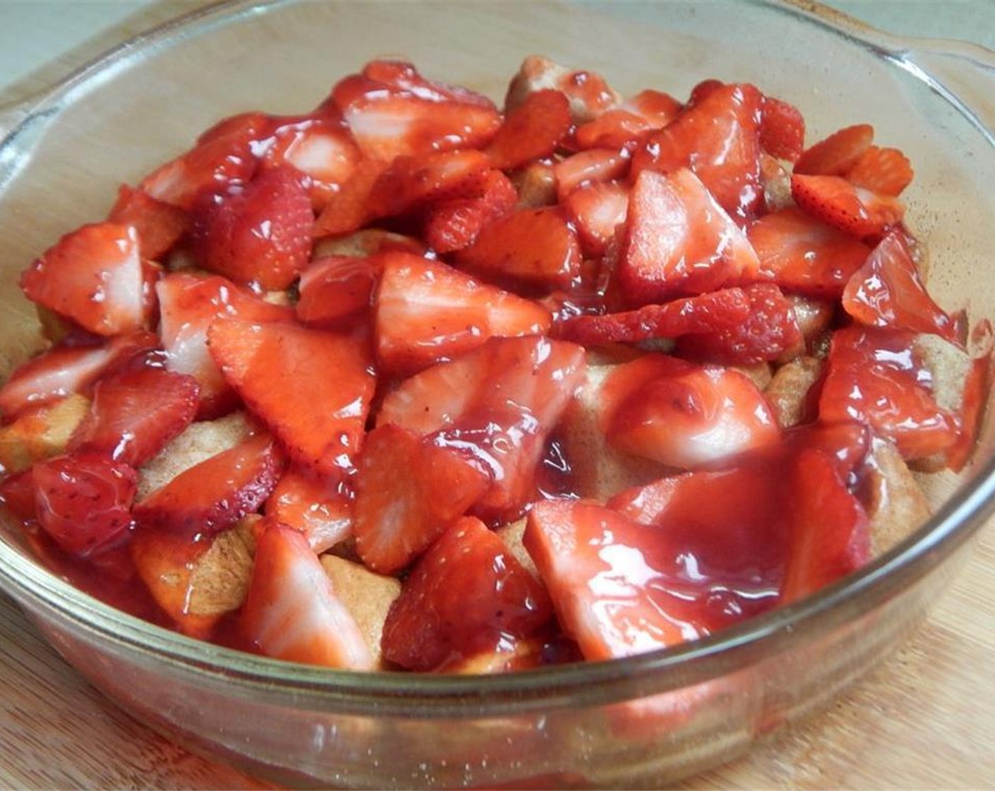 step 5 Melt your Reduced Sugar Strawberry Jam (1/4 cup) in the microwave for 30 seconds and drizzle over your strawberries.