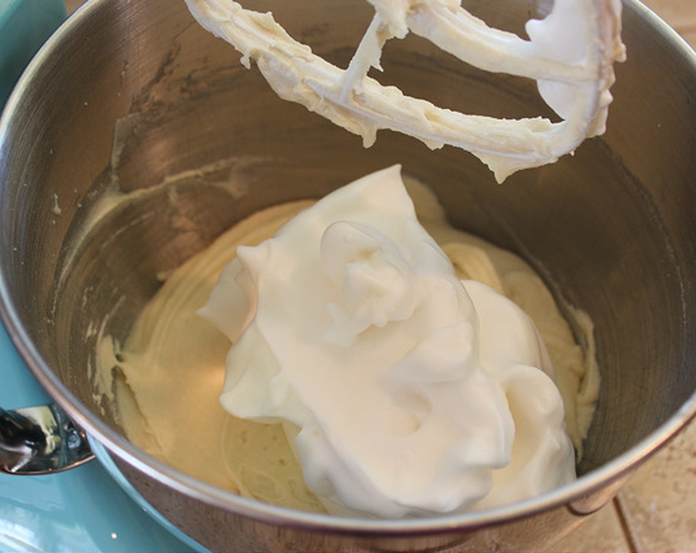 step 8 Stop mixer and add in Aquafaba Fluff.