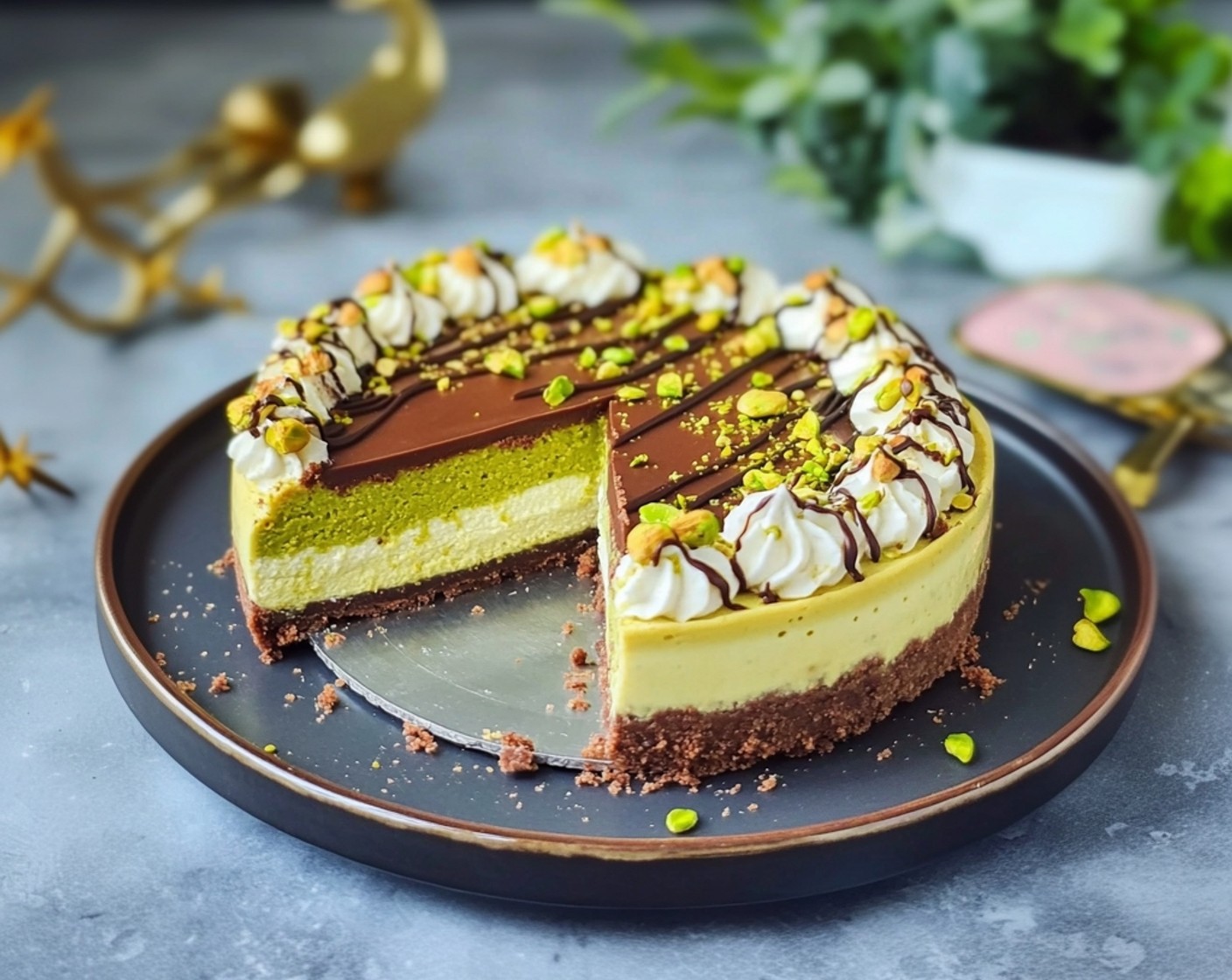 Pistachio and Chocolate Dubai Cheesecake Recipe | SideChef