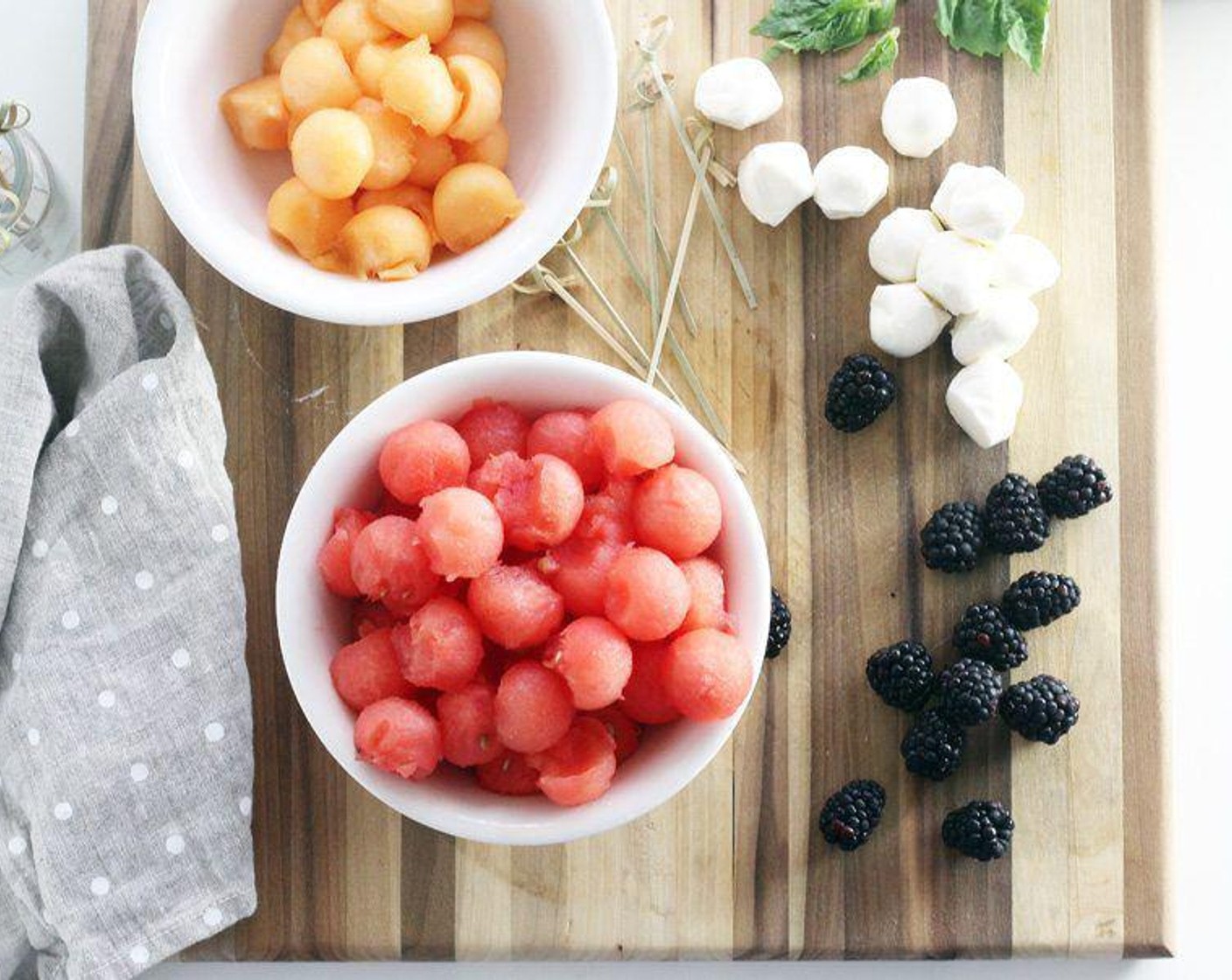 step 1 Use a melon baller to make Cantaloupes (1 1/2 cups) balls.