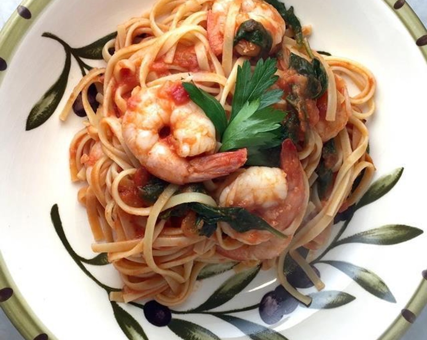 Shrimp, Spinach & Vodka Sauce Linguine