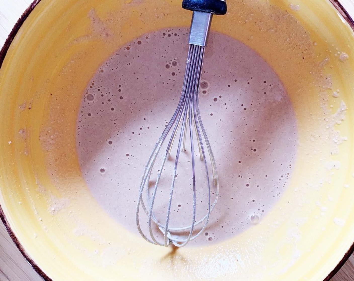 step 1 In a large bowl whisk the Chestnut Flour (2/3 cup), Water (5.5 oz), and Vegetable Oil (0.5 oz) until you get a smooth butter.